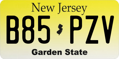 NJ license plate B85PZV