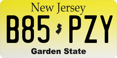 NJ license plate B85PZY