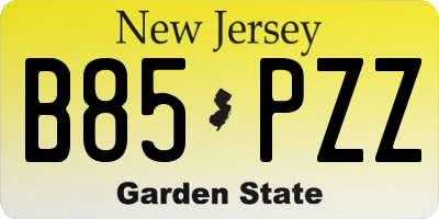 NJ license plate B85PZZ