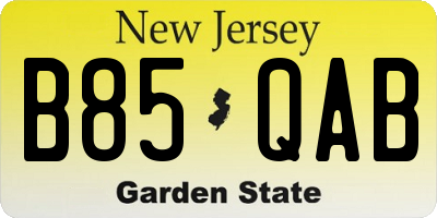 NJ license plate B85QAB