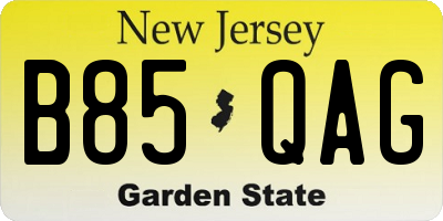 NJ license plate B85QAG