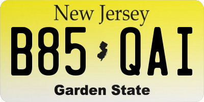 NJ license plate B85QAI