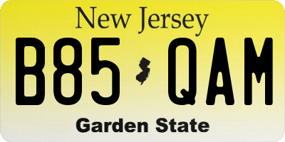 NJ license plate B85QAM