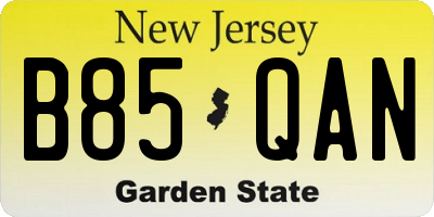 NJ license plate B85QAN