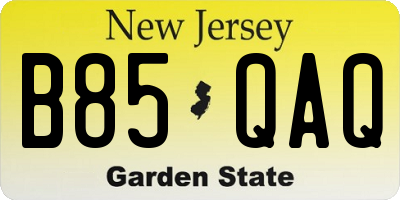 NJ license plate B85QAQ