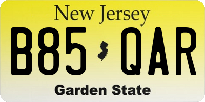 NJ license plate B85QAR