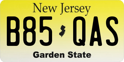 NJ license plate B85QAS