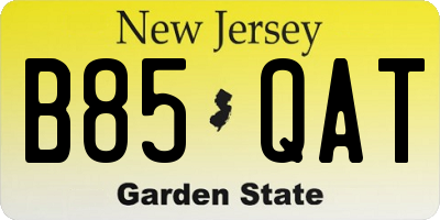 NJ license plate B85QAT