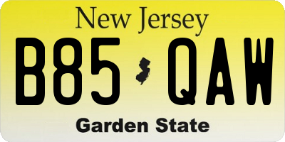 NJ license plate B85QAW