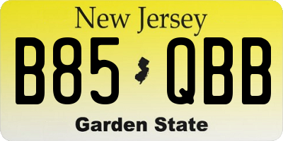 NJ license plate B85QBB