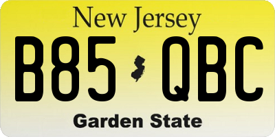 NJ license plate B85QBC