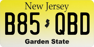 NJ license plate B85QBD