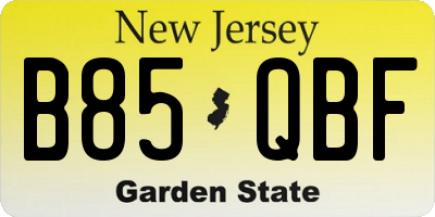 NJ license plate B85QBF