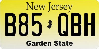 NJ license plate B85QBH