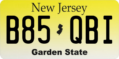 NJ license plate B85QBI