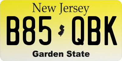 NJ license plate B85QBK