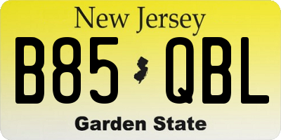 NJ license plate B85QBL