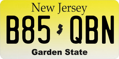 NJ license plate B85QBN