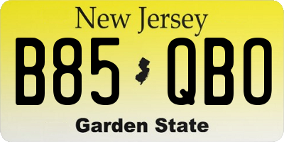 NJ license plate B85QBO