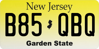 NJ license plate B85QBQ