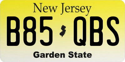 NJ license plate B85QBS