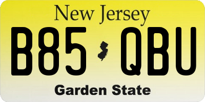 NJ license plate B85QBU