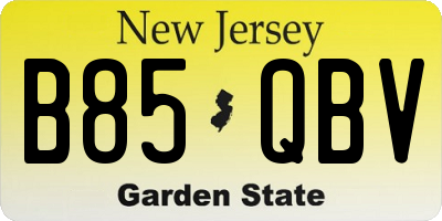 NJ license plate B85QBV