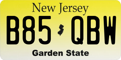 NJ license plate B85QBW