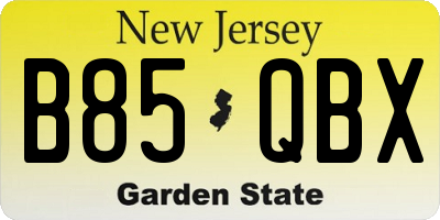 NJ license plate B85QBX