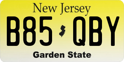 NJ license plate B85QBY