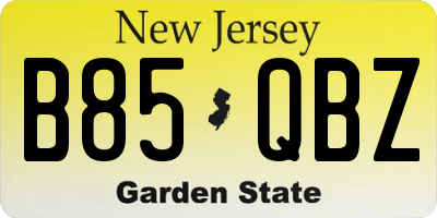 NJ license plate B85QBZ