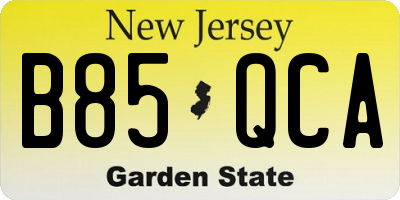 NJ license plate B85QCA