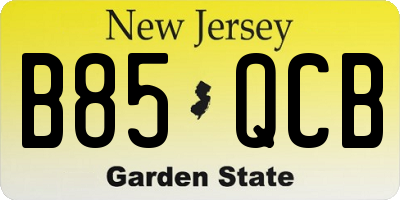 NJ license plate B85QCB