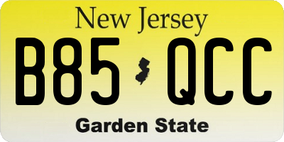 NJ license plate B85QCC