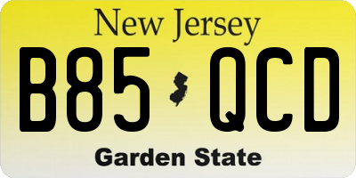 NJ license plate B85QCD