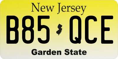 NJ license plate B85QCE