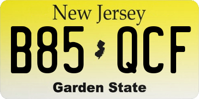 NJ license plate B85QCF