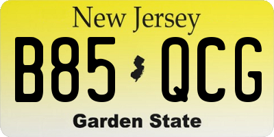 NJ license plate B85QCG