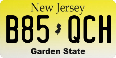 NJ license plate B85QCH