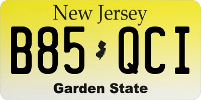 NJ license plate B85QCI