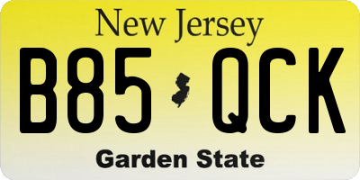 NJ license plate B85QCK