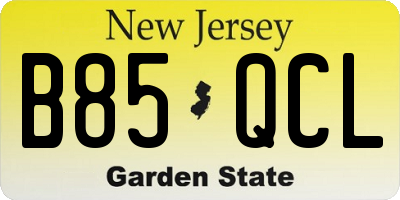 NJ license plate B85QCL