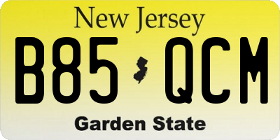 NJ license plate B85QCM