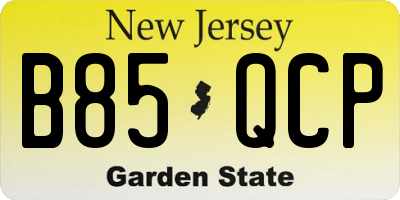 NJ license plate B85QCP