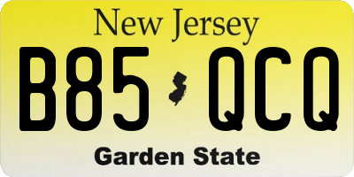 NJ license plate B85QCQ