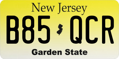 NJ license plate B85QCR
