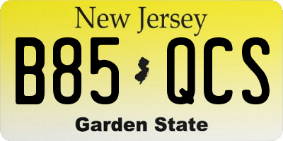 NJ license plate B85QCS
