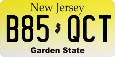 NJ license plate B85QCT