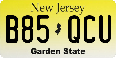 NJ license plate B85QCU