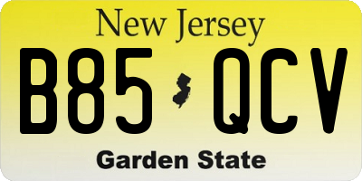 NJ license plate B85QCV